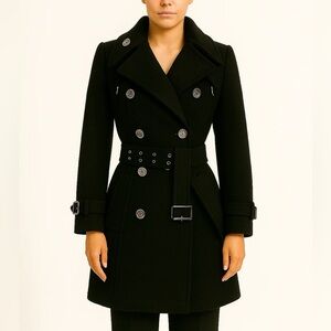 Burberry Brit black wool & cashmere belted coat, size 2